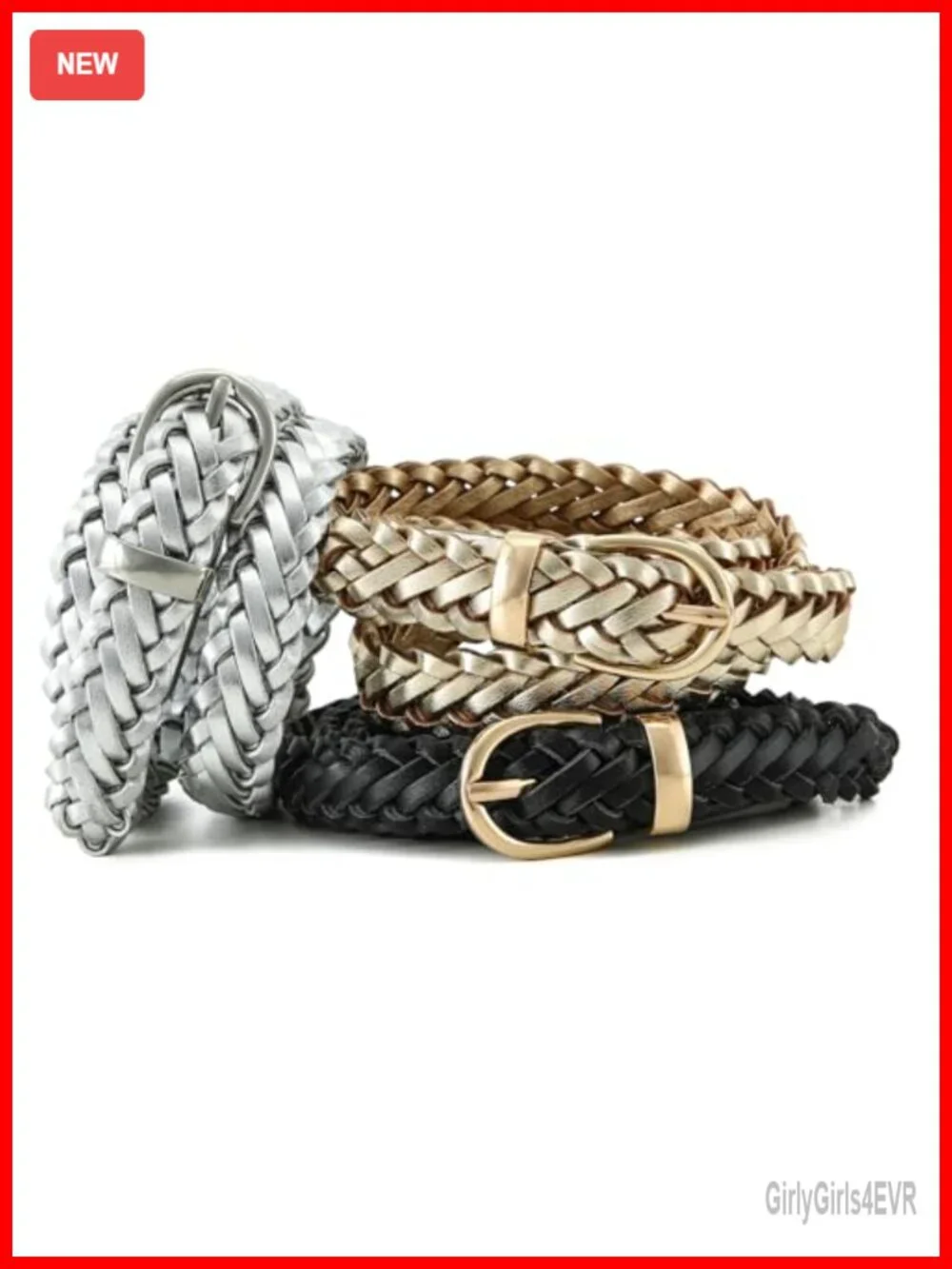 Faux Leather Thin Braided Skinny Belt Adjustable Woven Waist Cinch